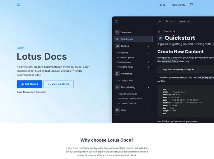 screenshot of Lotusdocs.dev