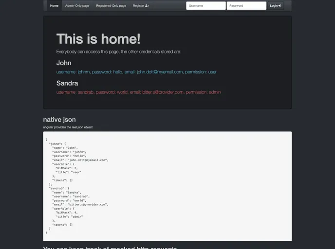 screenshot of Angular Login Example