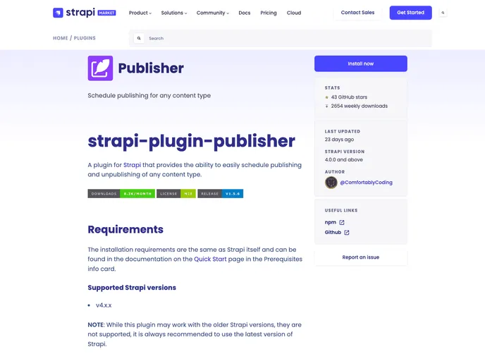 screenshot of Strapi Plugin Publisher