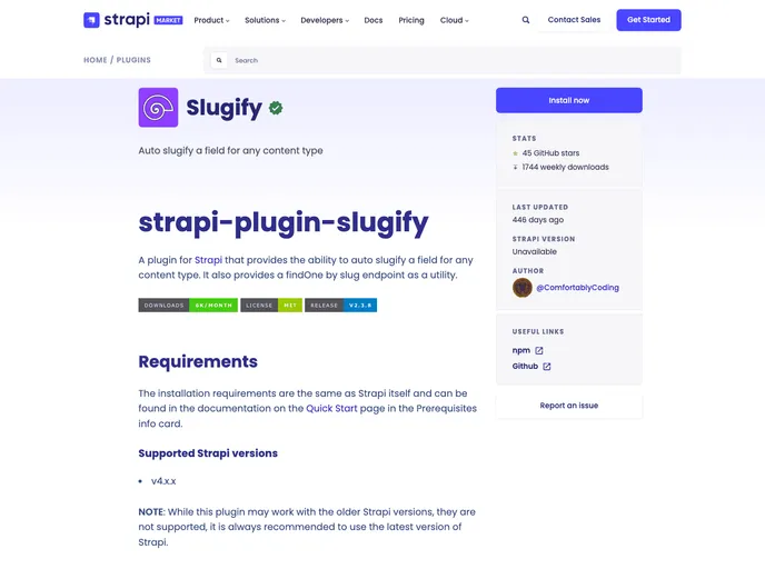 screenshot of Strapi Plugin Slugify