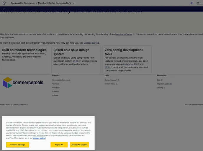 Merchant Center Application Kit screenshot