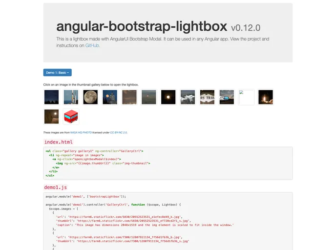 screenshot of Angular Bootstrap Lightbox