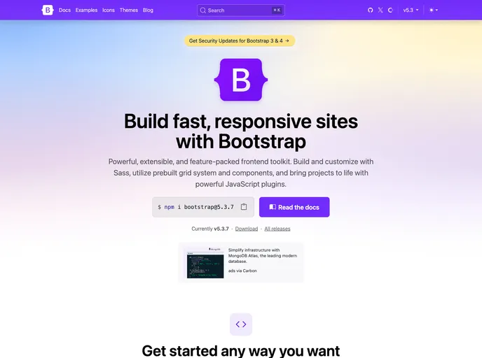 screenshot of Bootstrap