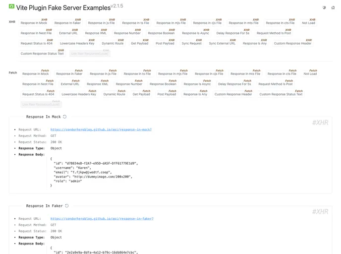 screenshot of Vite Plugin Fake Server