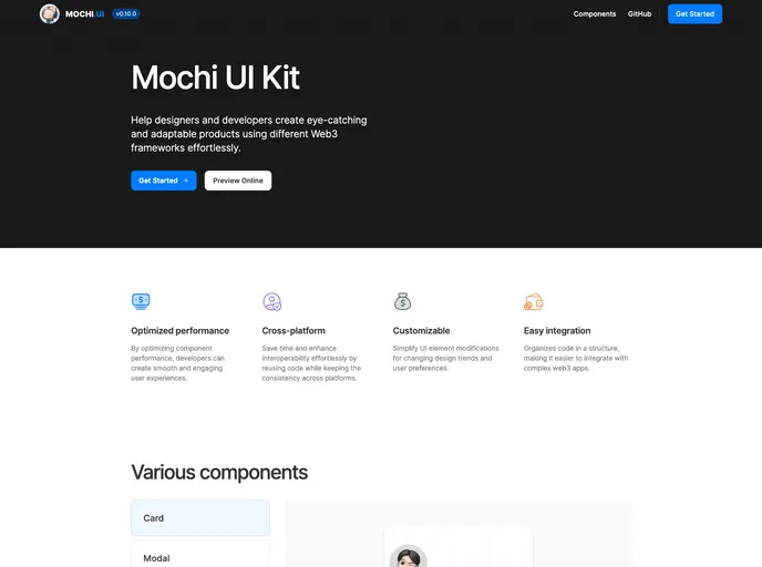 screenshot of Mochiui.com