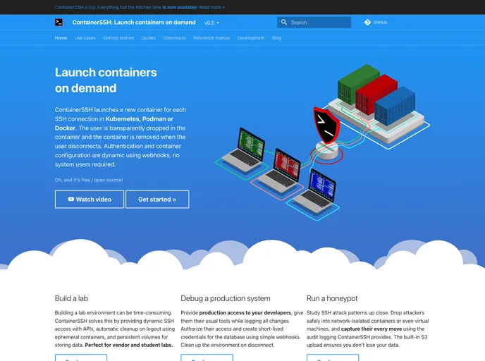 screenshot of Containerssh.github.io