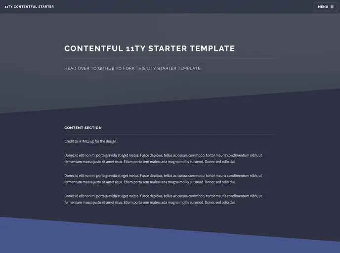 screenshot of 11ty Contentful Starter