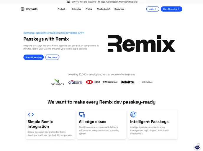 Example Passkeys Remix screenshot