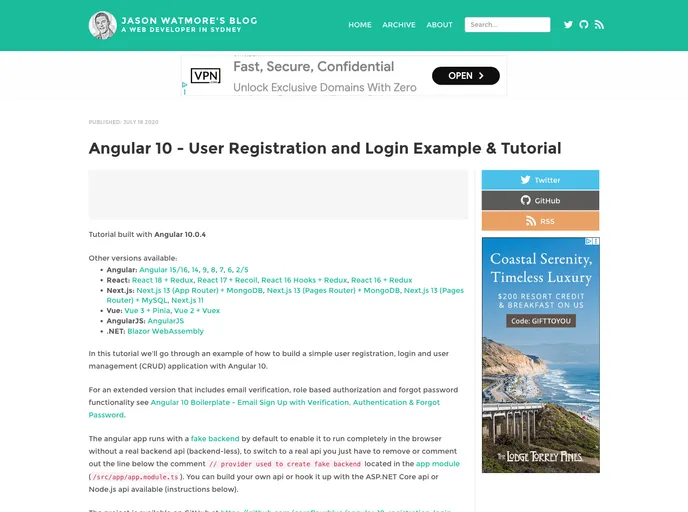 screenshot of Angular 10 Registration Login Example