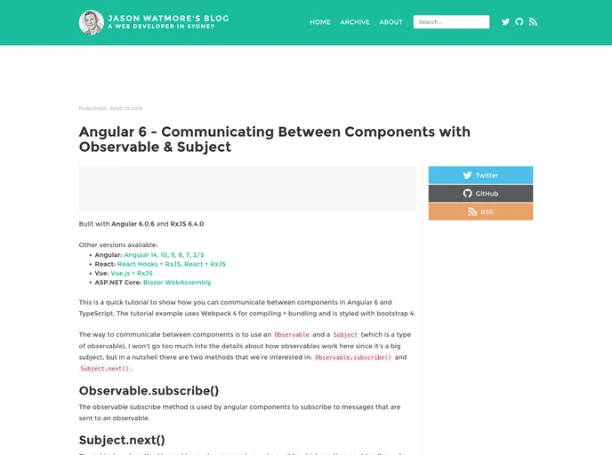 screenshot of Angular 6 Communicating Between Components