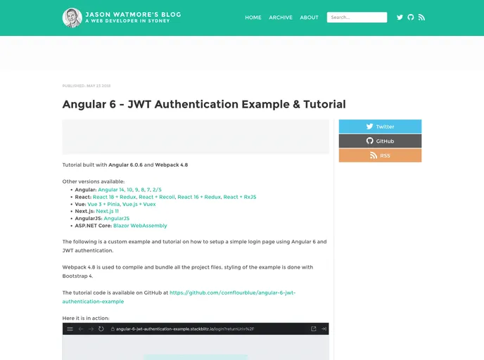 screenshot of Angular 6 Jwt Authentication Example