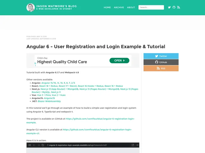 screenshot of Angular 6 Registration Login Example Cli