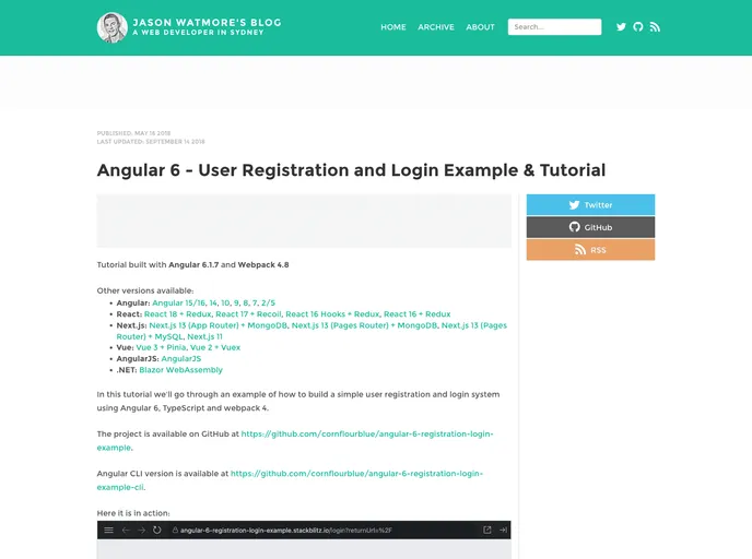 screenshot of Angular 6 Registration Login Example