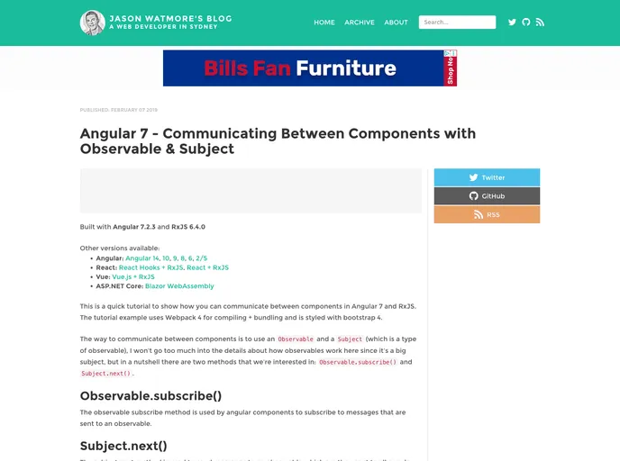 screenshot of Angular 7 Communicating Between Components