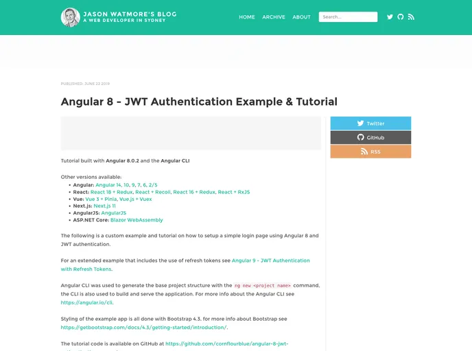 screenshot of Angular 8 Jwt Authentication Example