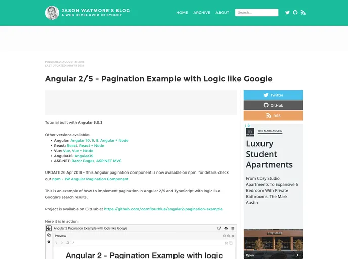 screenshot of Angular2 Pagination Example