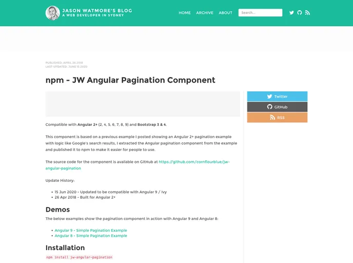 screenshot of Jw Angular Pagination