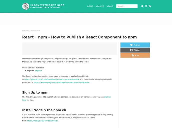 screenshot of Jw React Npm Boilerplate