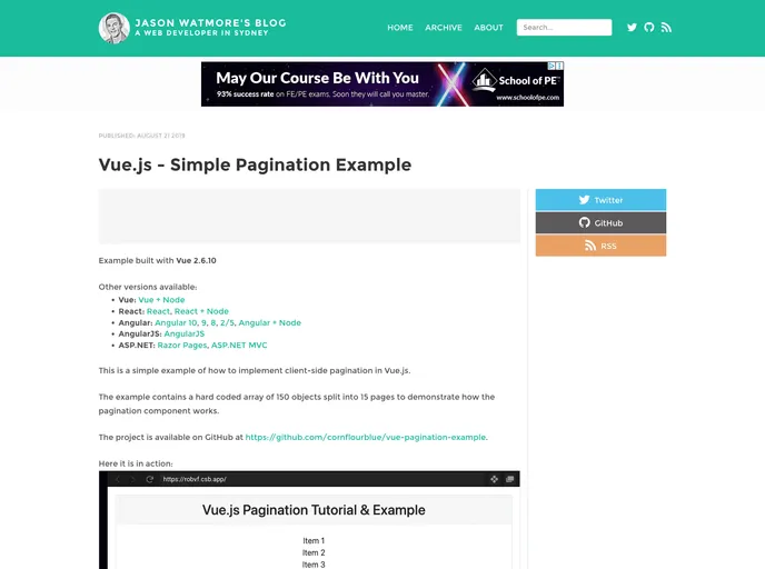 screenshot of Jw Vue Pagination