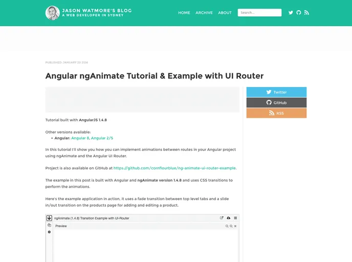 screenshot of Ng Animate UI Router Example