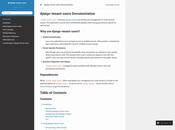 screenshot of Django Tenant Users