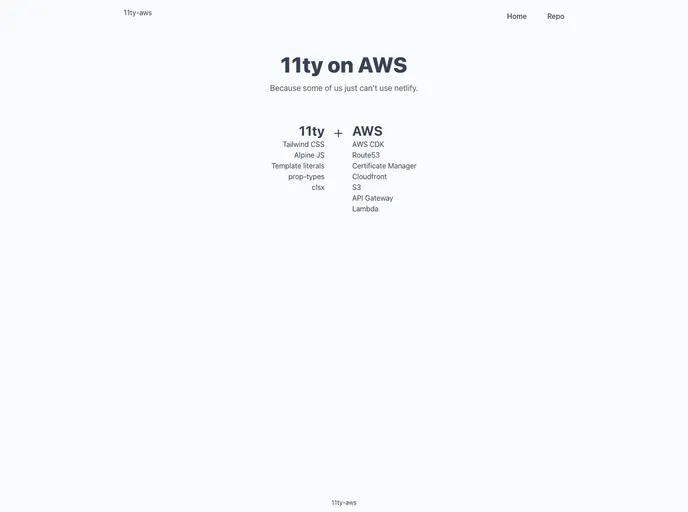 screenshot of 11ty Aws