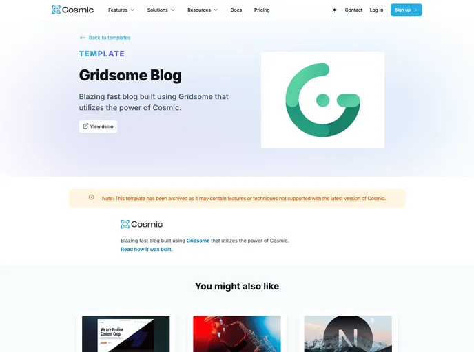 screenshot of Gridsome Blog