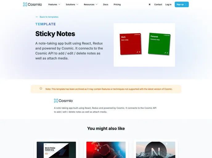 screenshot of Sticky Notes