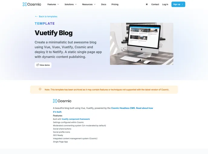 screenshot of Vuetify Blog