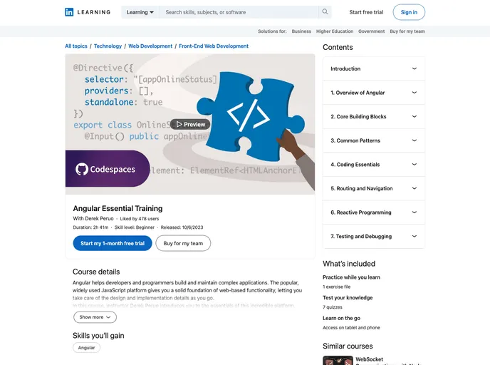 screenshot of Angular2 Essential Training