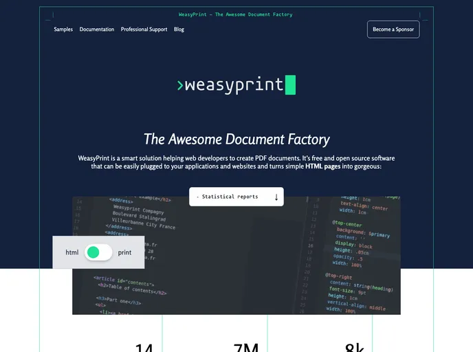 screenshot of Weasyprint Samples