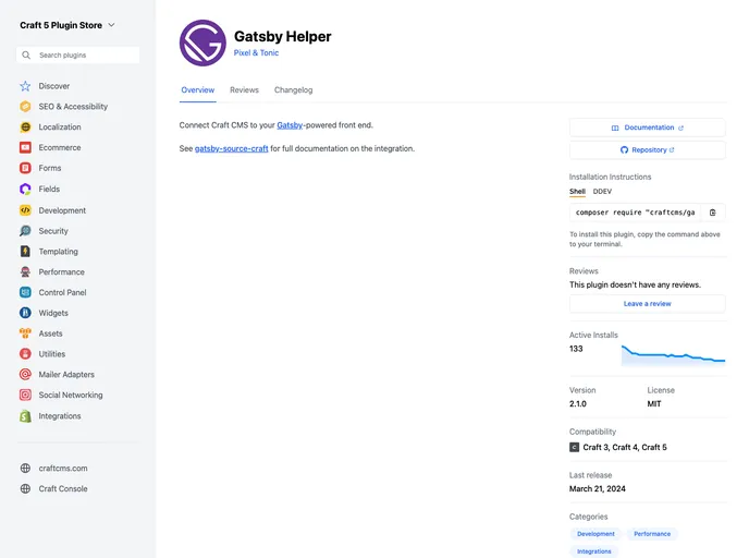 screenshot of Gatsby Helper