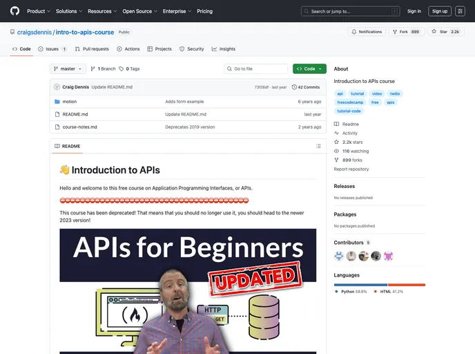 screenshot of Intro To Apis Flask