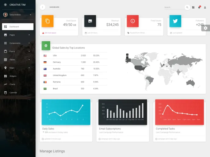 screenshot of Ct Nextjs Material Dashboard Pro Material UI V4