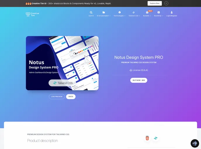 screenshot of Ct Notus Design System Pro
