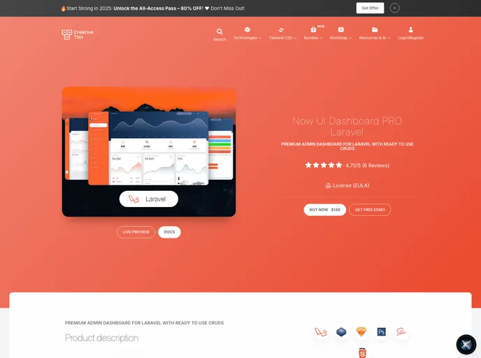 screenshot of Ct Now UI Dashboard Pro Laravel