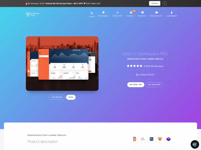 screenshot of Ct Now UI Dashboard Pro
