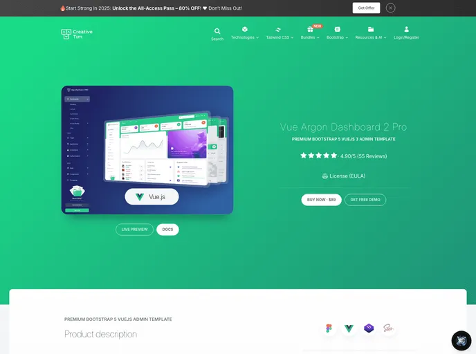screenshot of Ct Vue Argon Dashboard Pro