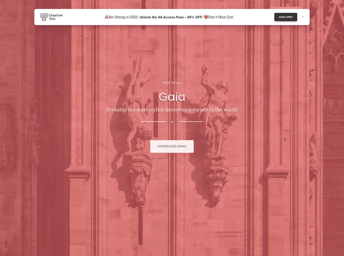 screenshot of Gaia Bootstrap Template