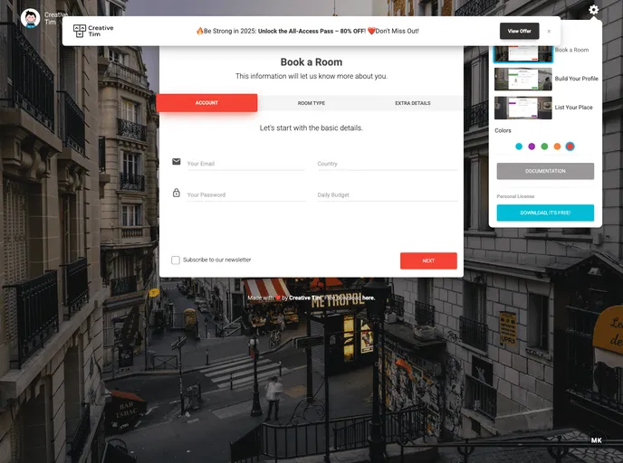 screenshot of Material Bootstrap Wizard