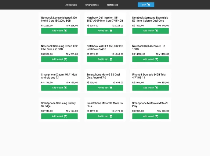 screenshot of Vue Cart