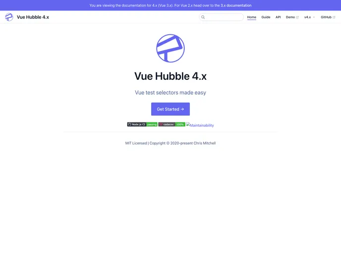 screenshot of Vue Hubble