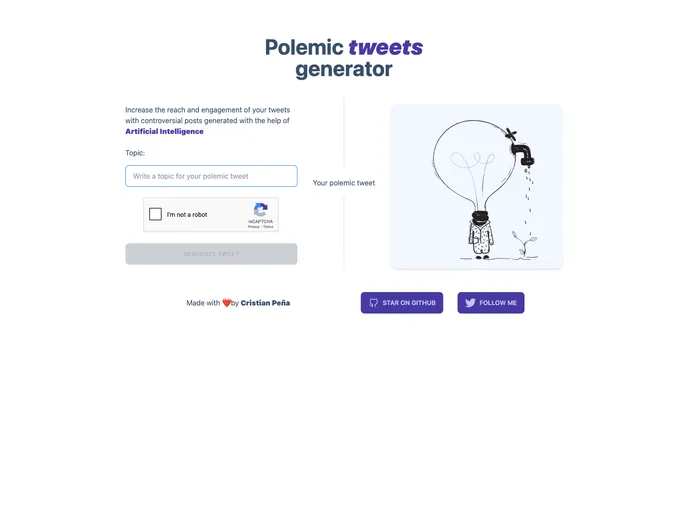 screenshot of Polemic Tweet Generator