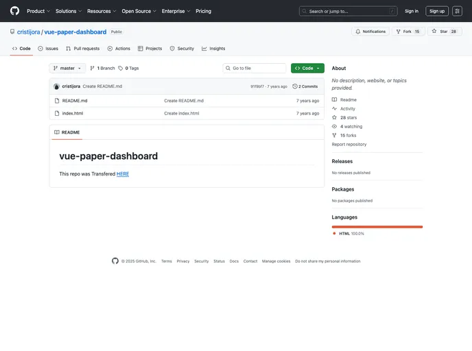 screenshot of Vue Paper Dashboard Cli