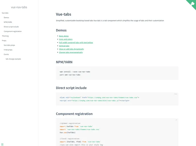 screenshot of Vue Tabs