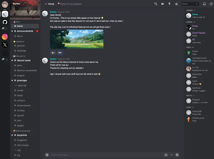 screenshot of Kurizu Discord