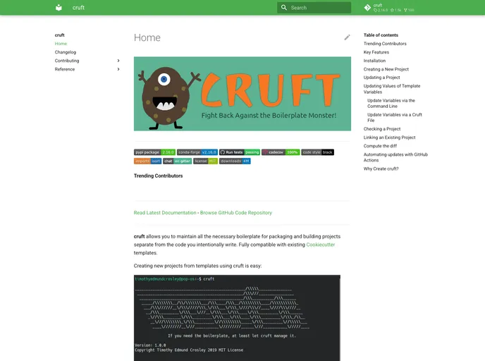 screenshot of Cruft