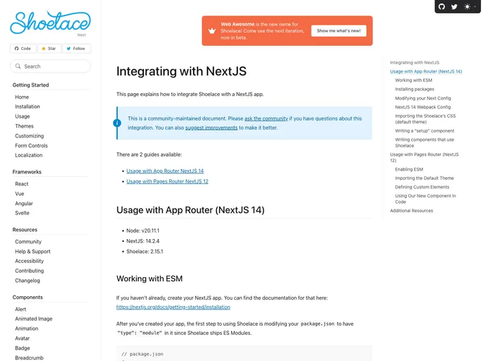 screenshot of Nextjs Shoelace Example