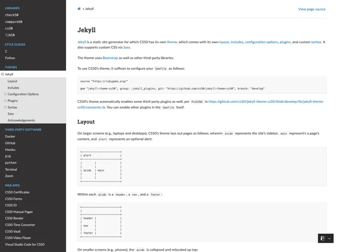 screenshot of Jekyll Theme Cs50