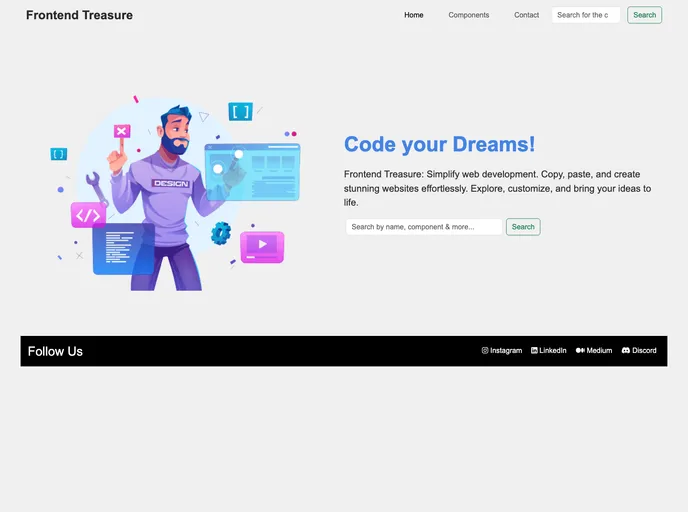 screenshot of Frontend Treasure